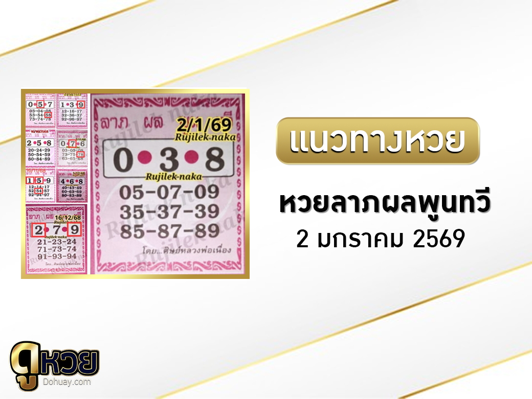 หวยลาภผล พูน ทวี 2/1/2569
