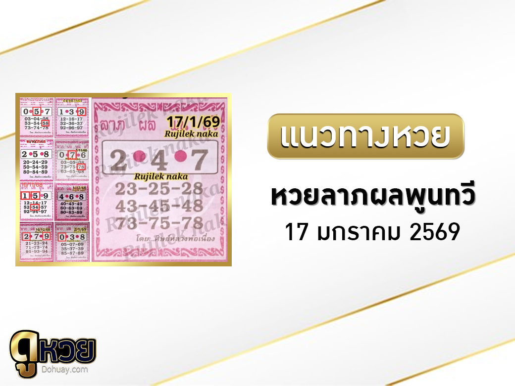 หวยลาภผล พูน ทวี 17/1/2569